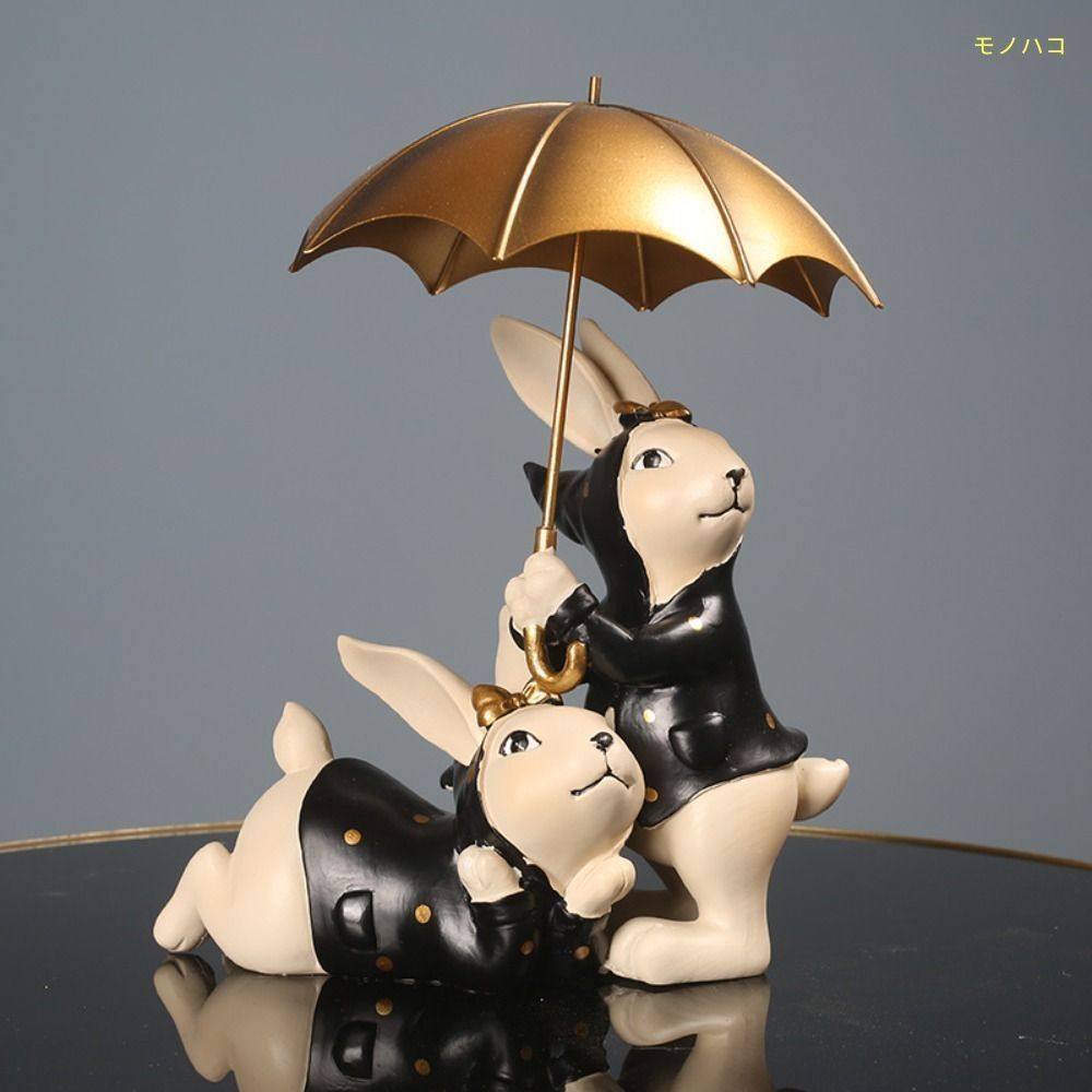 オブジェ 置物 傘をさしているウサギ うさぎ ラビット 可愛い ガーデン