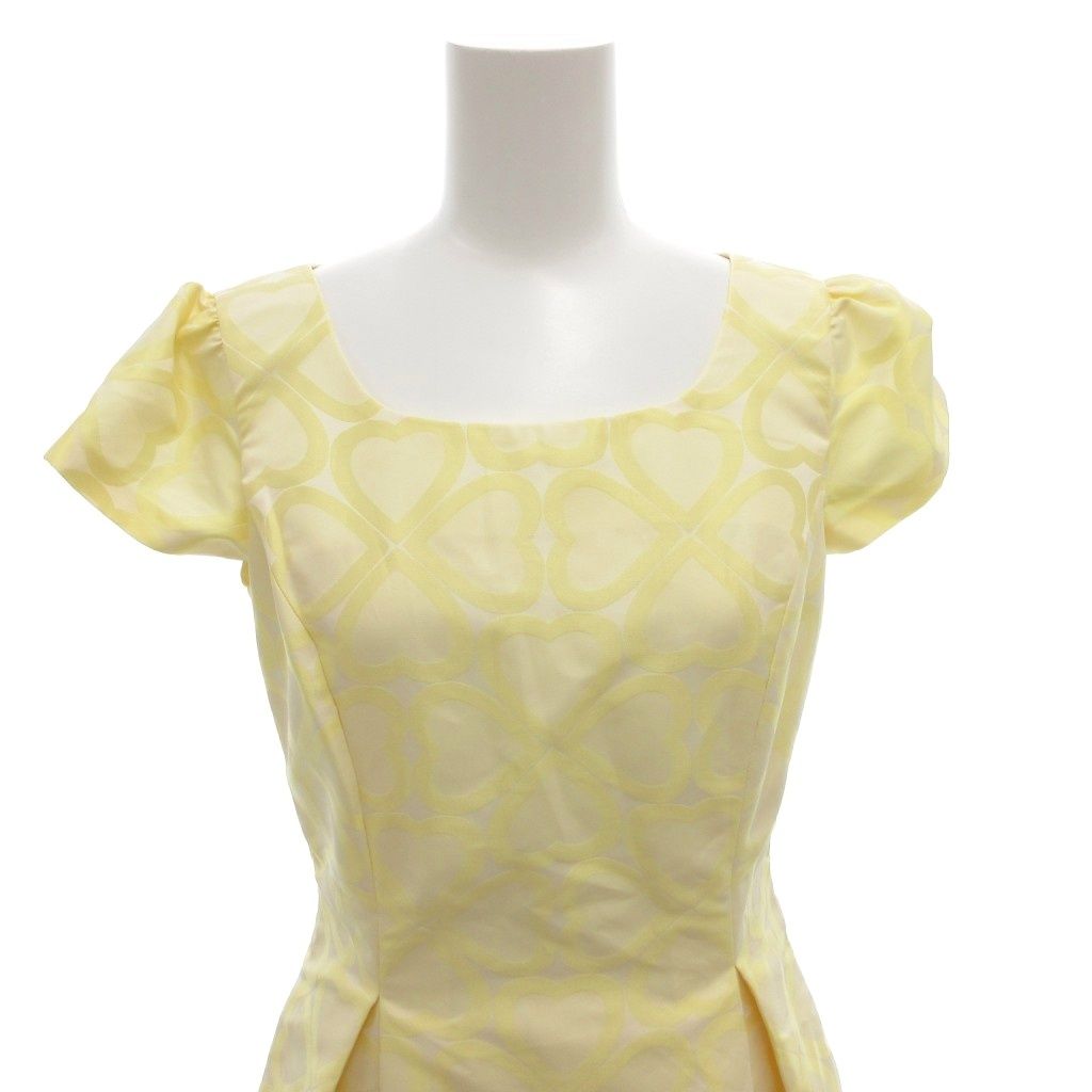 エムズグレイシー M'S GRACY ワンピース シルク混 38 黄 イエロー 総柄