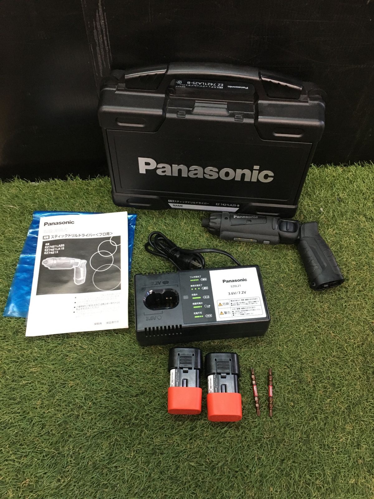 品 0906 Panasonic パナソニック 7 2 v充電スティックドリルドライバー 黒 フルセット1 5 Ah電池x 充電器 ケース B