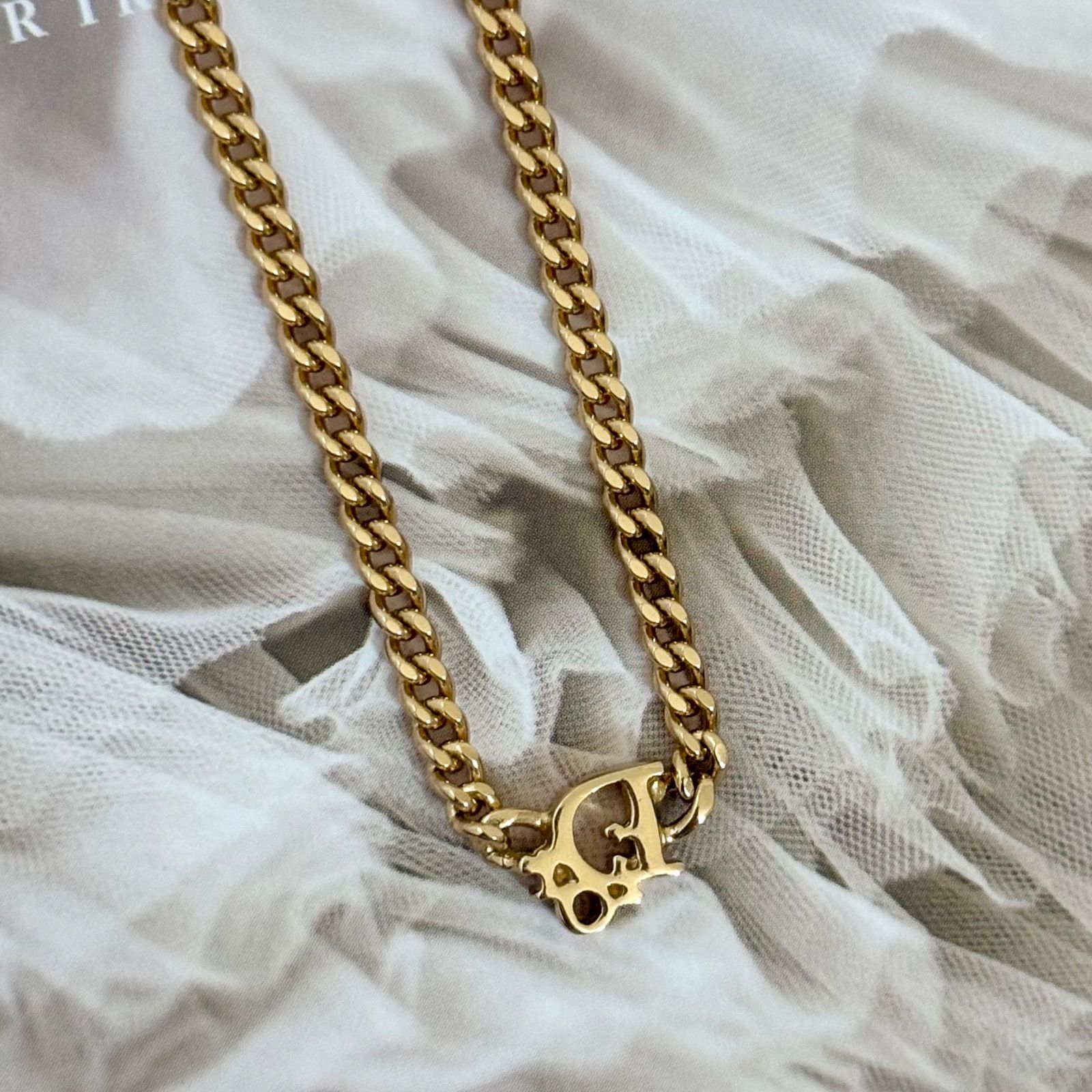 vintage Christian Dior ディオール　喜平　ネックレス 箱付き】【未使用品】クリスチャンディオール ネックレス CDロゴ