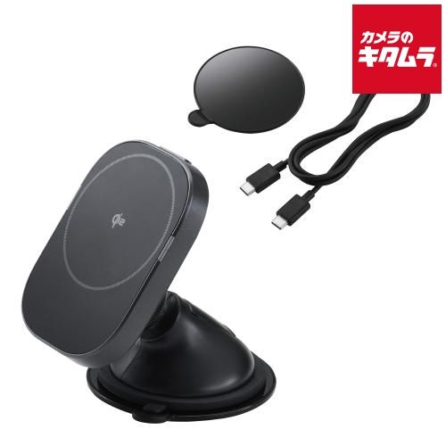 【新品】エレコム W-QC12BK Qi2規格対応ワイヤレス充電器 15W ゲル吸盤 ブラック
