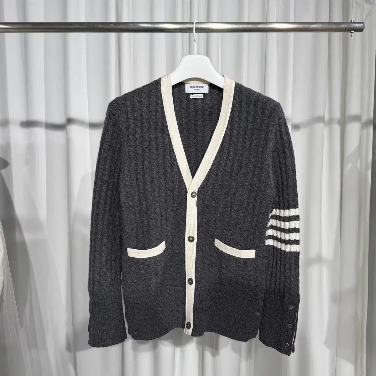 4サイズ 25年/百貨店購入 トム・ブラウン カシミア 斜めボーダー V