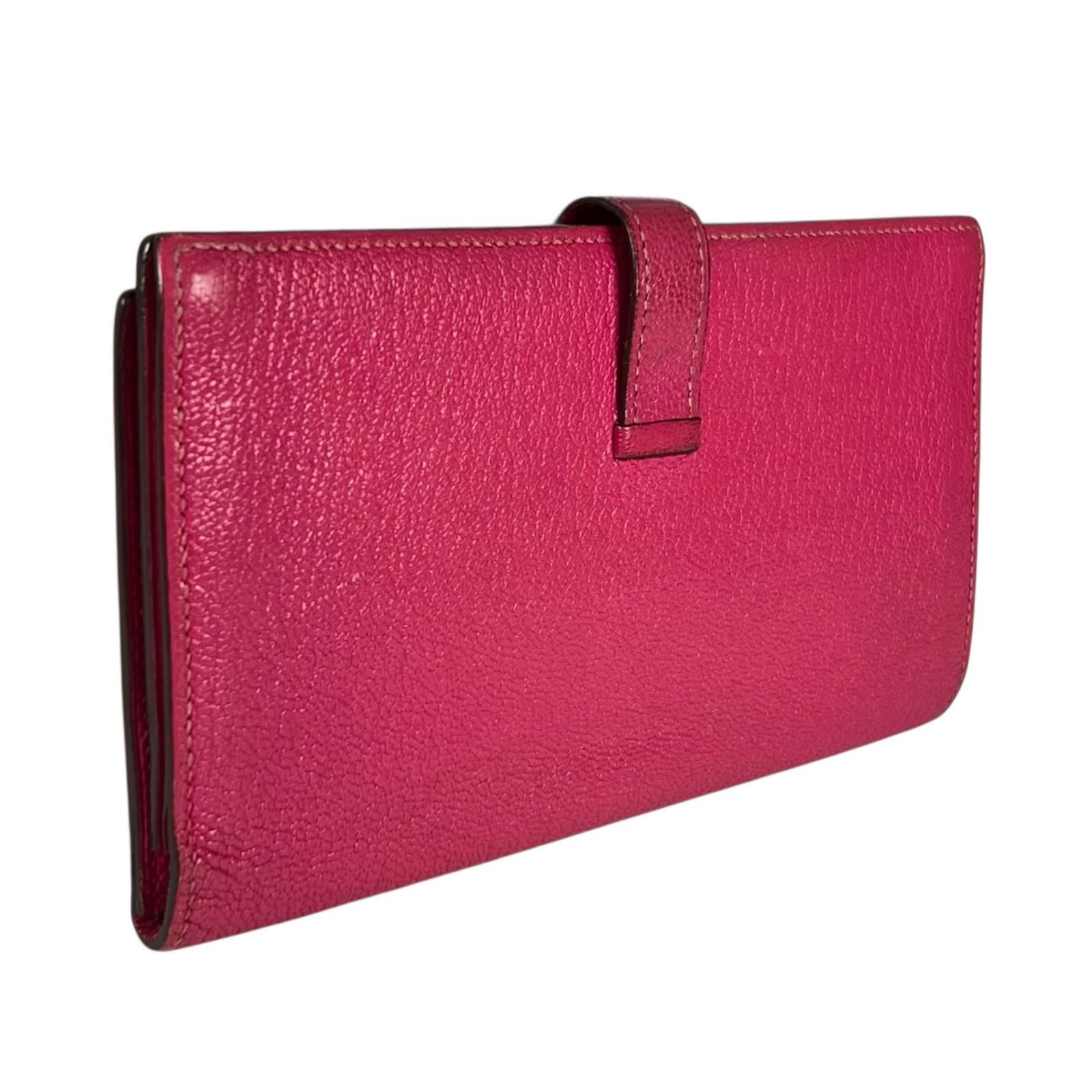 HERMES エルメス ベアン スフレ 長財布 シェーブル ピンク レディース