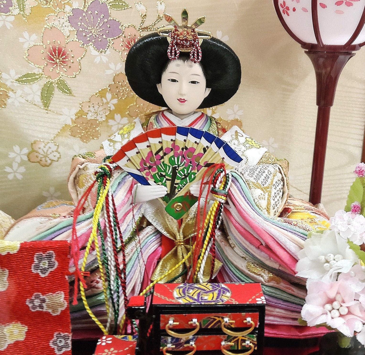  M 宅120 0681 雛人形 親王飾り 小芥子 二人 六角アクリルケース入り ライト付き オルゴール付き 段ボールあり ♥品 雛人形 ひな祭り 季節 年中行事