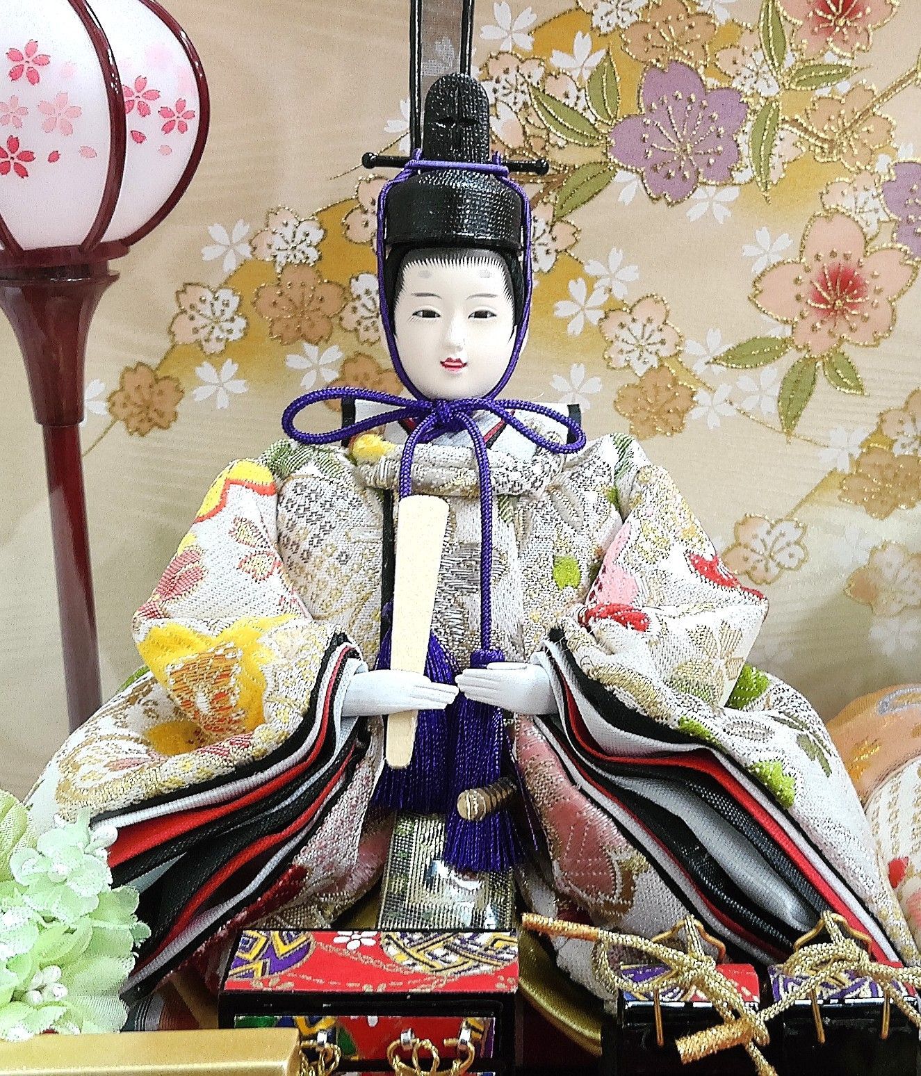 M 宅120 0681 雛人形 親王飾り 小芥子 二人 六角アクリルケース入り ライト付き オルゴール付き 段ボールあり ♥品