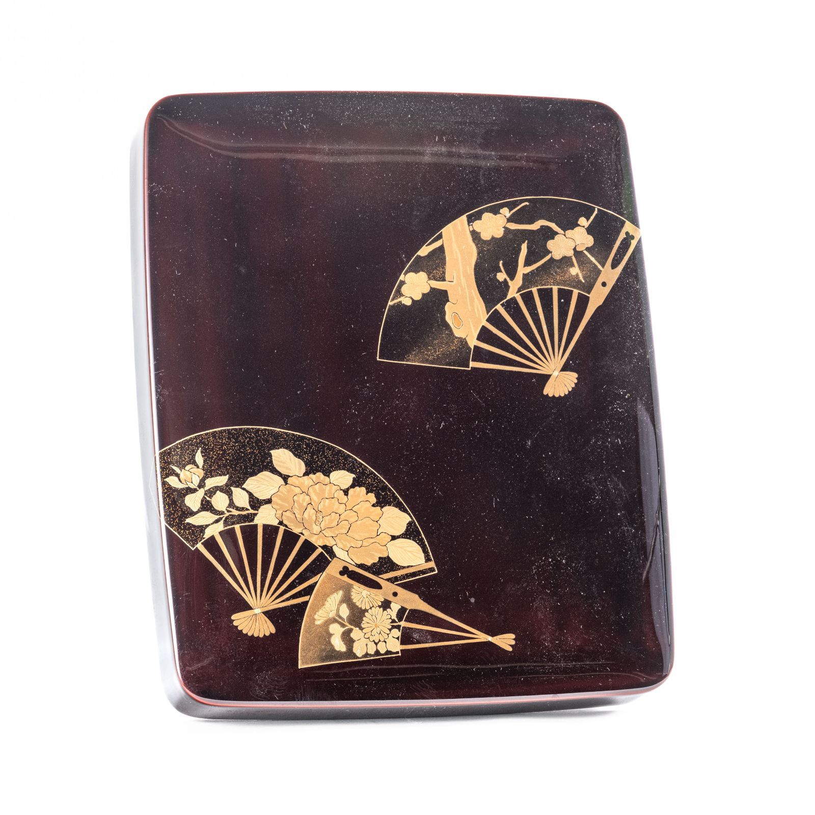 輪島塗水仙紋蒔絵 硯＆水滴付き 昭和 共箱 W13×D24×H4㎝ 輪島塗水仙紋