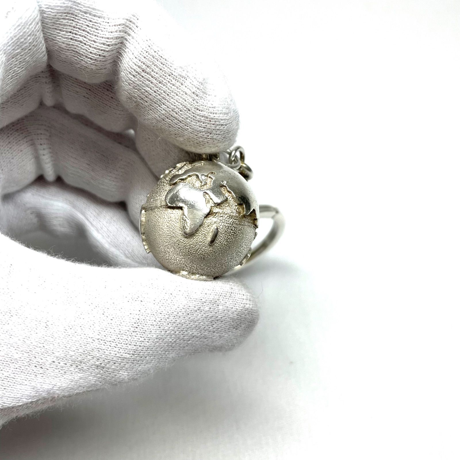 Bランク】 Tiffany ティファニー 世界地図 地球儀 キーリング チャーム