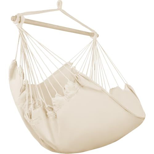 迅速に発送 ハンモックチェア 吊り下げ 室内 室外 兼用 抱き枕付き 2 大人＆子供兼用 耐荷重量 150 kg クリームイエロー 3 bcce 626