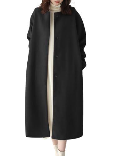 Ｓｕｅｅｙａ スイーヤ コート レディース ラシャ クールネック ロング ドロップショルダー 体型カバー 着やせ おしゃれ エレガント 可愛い 無地 防寒 厚手 カジュアル アウター 通勤 秋 冬e 834359 f 7