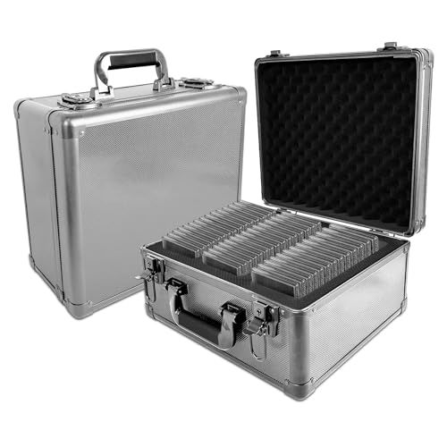 PSA BGS 収納ケース アルミ合金製デッキケース 2025最新アップグレード スクリューダウン も収納 大容量 PSAローダー保管 ars鑑定 マグネットローダー 用 ケース シルバー 3列収納 e 2 093059