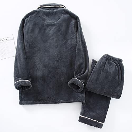 wechose メンズ パジャマ フランネル 上下セット 部屋着 ルームウェア ゆったり 両面起毛 裏起毛 長袖 防寒 暖かい 厚手 衿付き ポケット付き 秋冬服 無地 肌に優しい ふんわり 寝間着e 2 c 8 e 4717