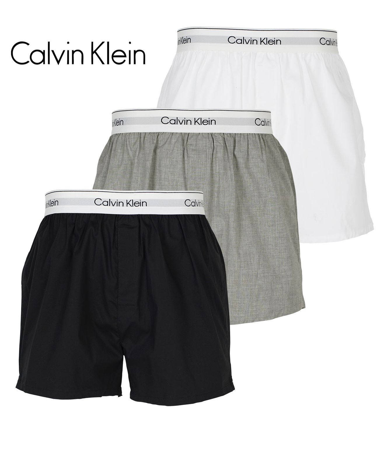 新品 未使用 並行輸入 Calvin Klein カルバンクライン 下着 【3枚セット】ICON COTTON STRETCH BOXER メンズ トランクス 518885 ブラックグレーマルチセット
