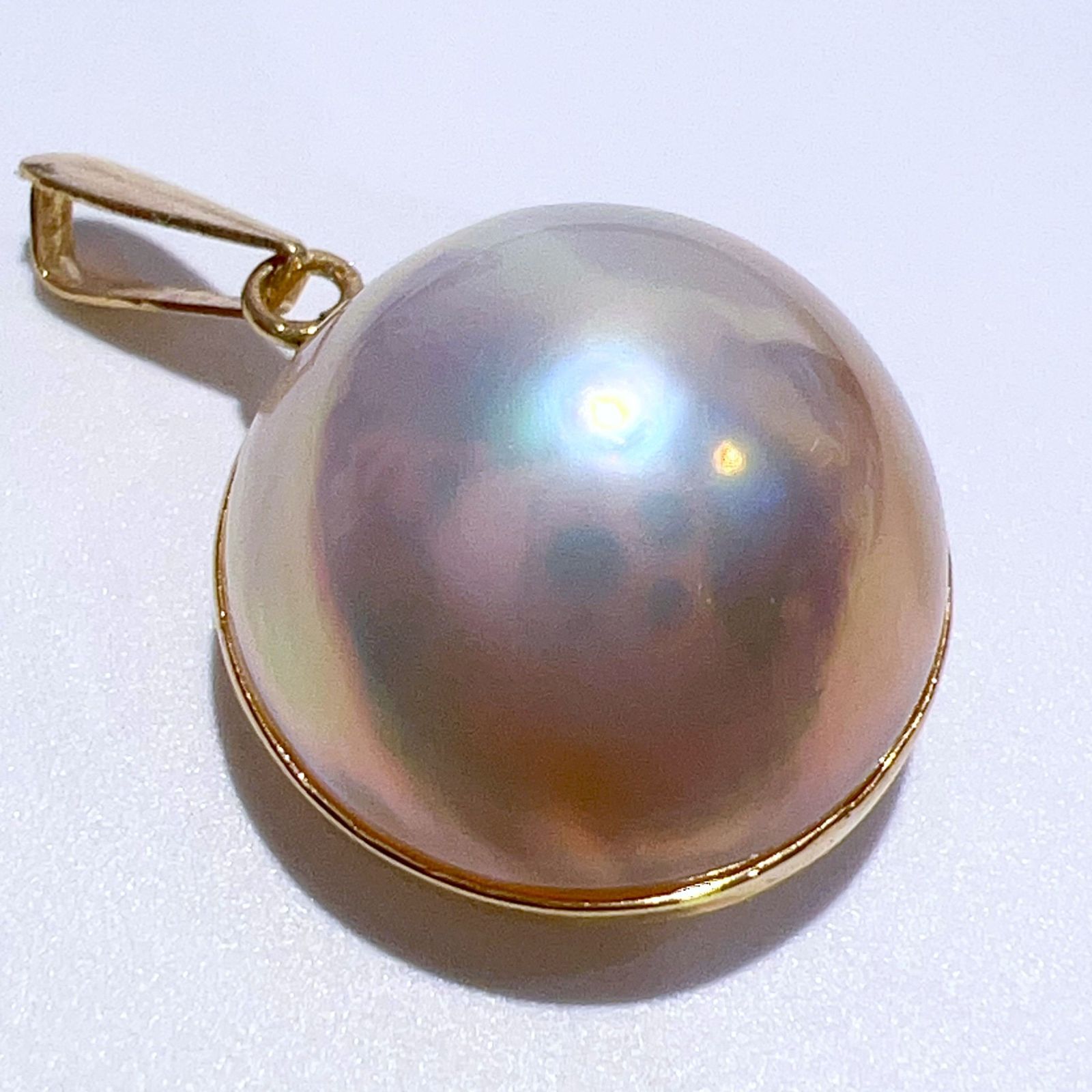 K18 天然 マベパール ネックレス ペンダントトップ 本真珠 MP14mm 2.5g