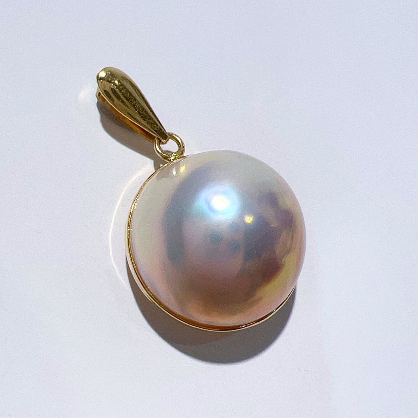 K18 天然 マベパール ネックレス ペンダントトップ 本真珠 MP14mm 2.5g