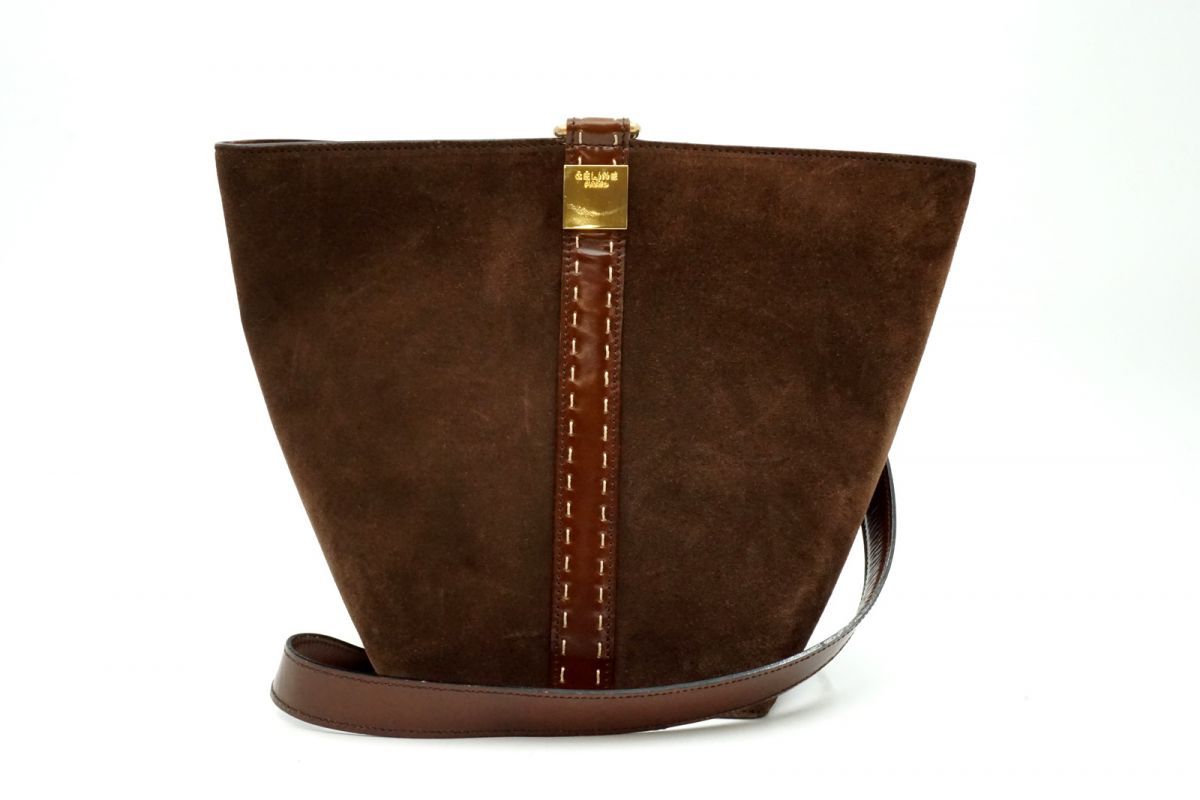 セリーヌ ヴィンテージ レア ショルダーバッグ 逆台形 内側赤