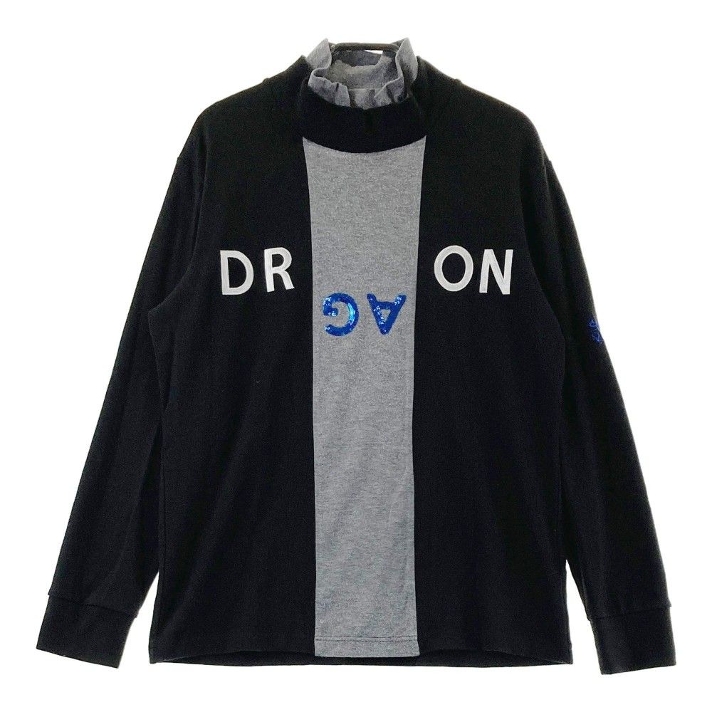 ym13【未使用】ダンスウィズドラゴン ハイネック ジップアップ 長袖シャツ L 美品】ダンスウィズドラゴン 長袖ハイネックシャツ 黒 ハーフジップ