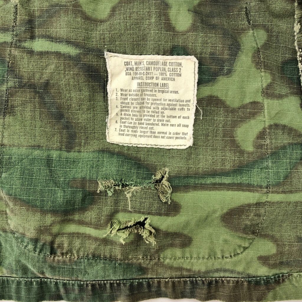 60s 米軍実物 ERDL ジャングルファティーグ 迷彩 S-S ヴィンテージ 米
