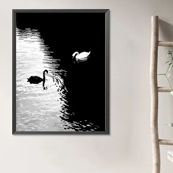 中級 フル ダイヤモンドアート キット ビーズ刺繍 白鳥 ブラックスワン