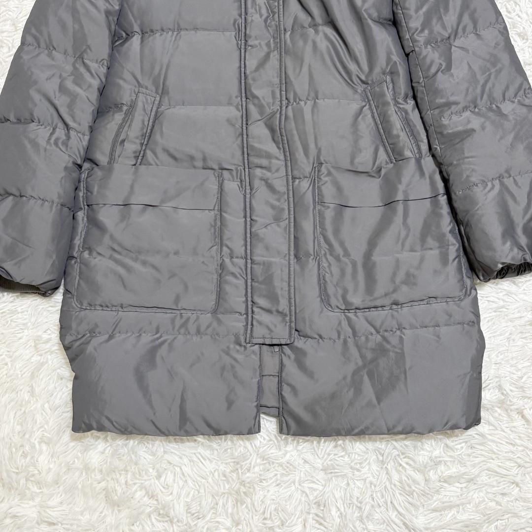 美品】theory ファーフード付きロングダウンコート S グレー - メルカリ