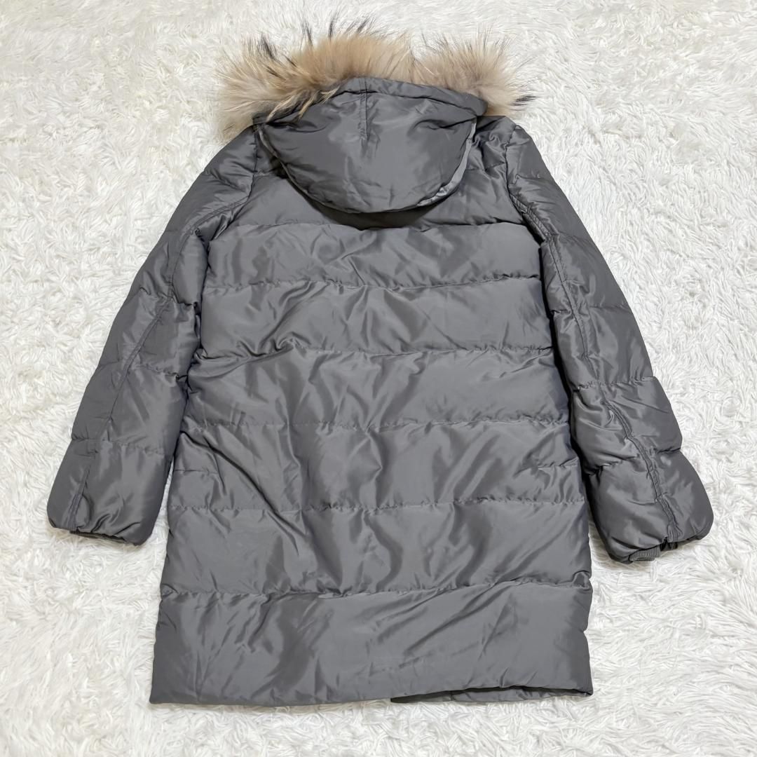 美品】theory ファーフード付きロングダウンコート S グレー - メルカリ