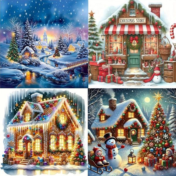 初級 フル ダイヤモンドアート キット ビーズ刺繍 クリスマス ライト