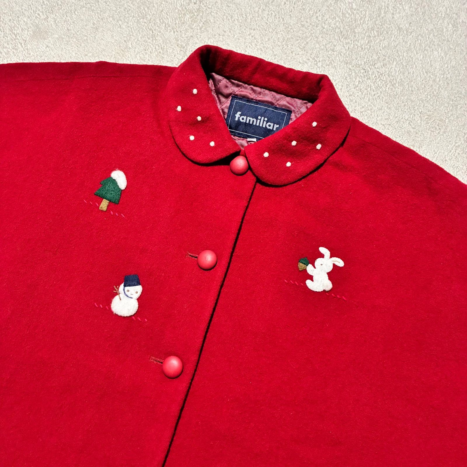 familiar ファミリア ウール ケープ コート うさぎ 120 ポンチョ