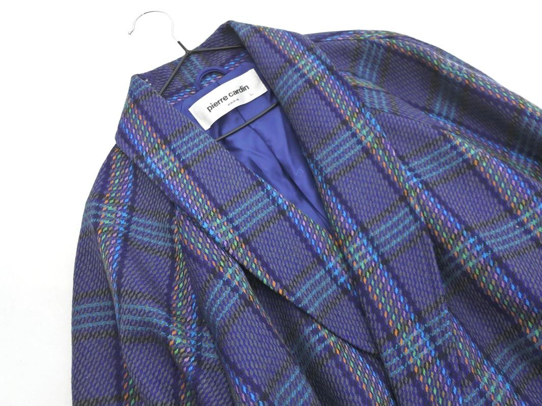 Pierre Cardin ピエールカルダン ウール100% ロング コート sizeL/青