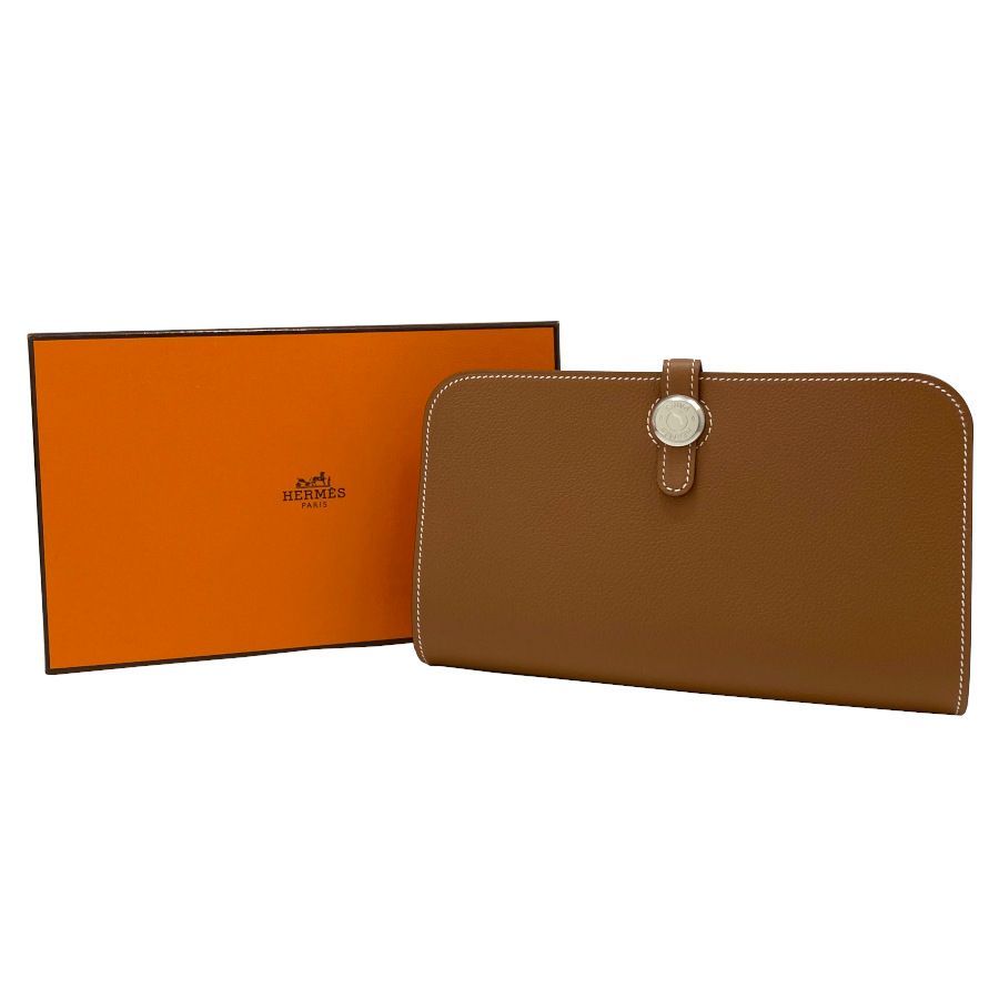 ◆HERMES◆エルメス◆ドゴンGM/ゴールド×ゴールド金具/シェーブル エルメス ドゴン GM ゴールド トゴ ユニセックス 財布 【中古】【purse