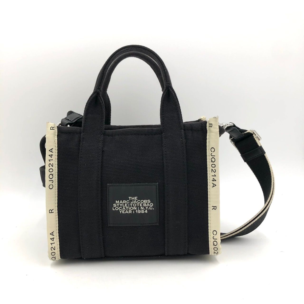 現行】 マークジェイコブス THE TOTE BAG ミニ 2WAY トート 黒 ロゴ