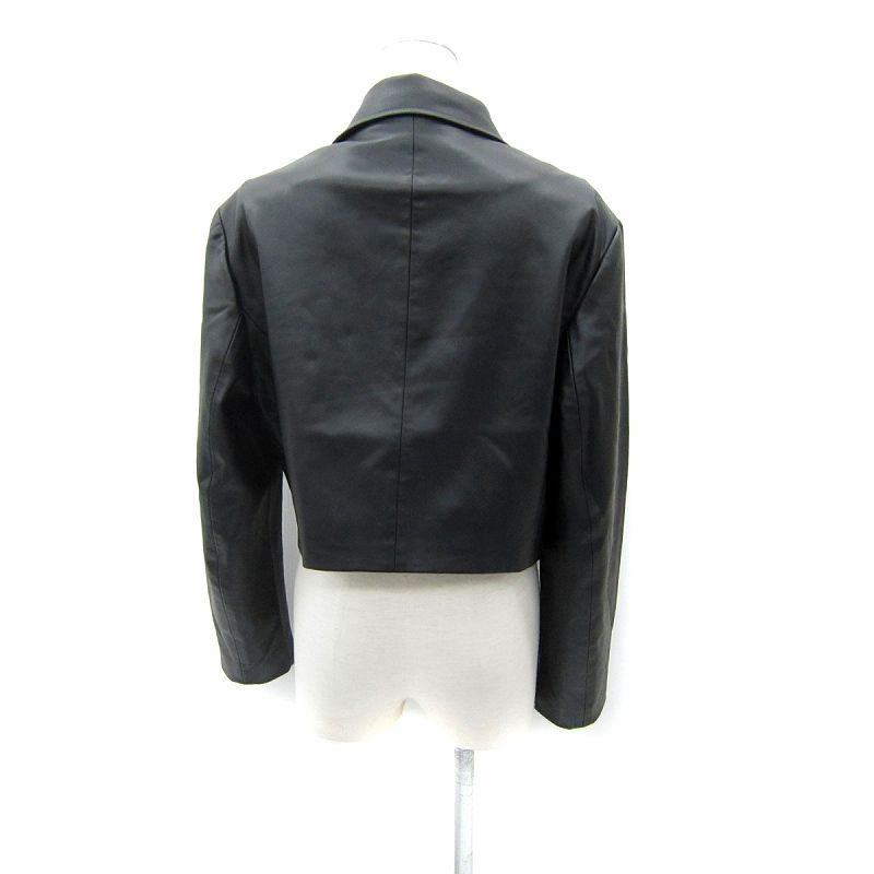 ザラ ZARA フェイクレザージャケット ショート丈 ステンカラー 無地