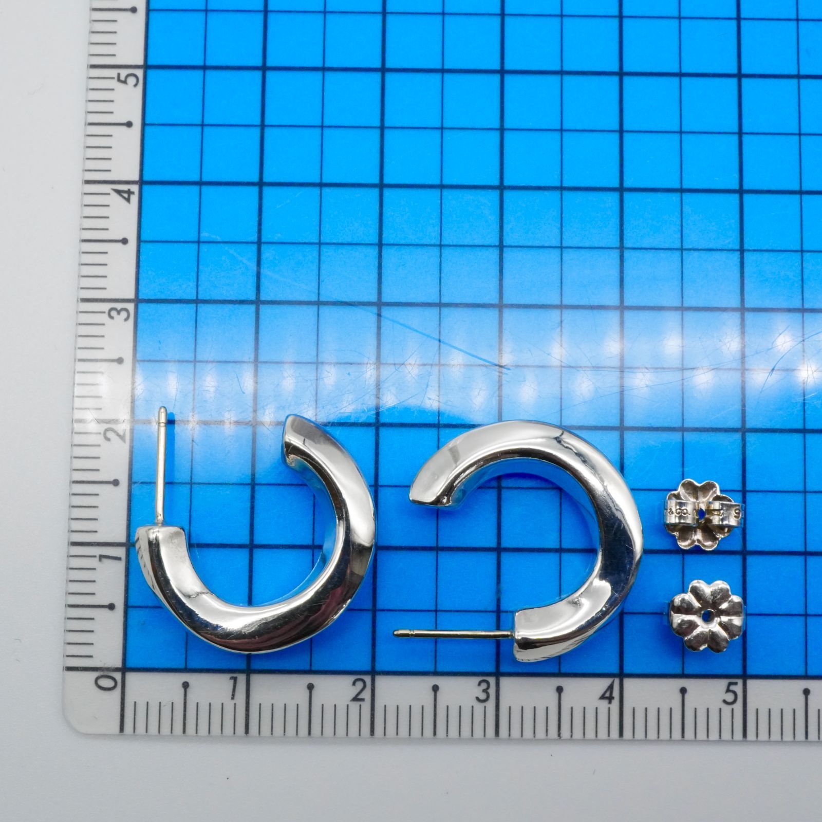 極美品 ティファニー ナイフエッジ シルバー フープ ピアス/25-1982