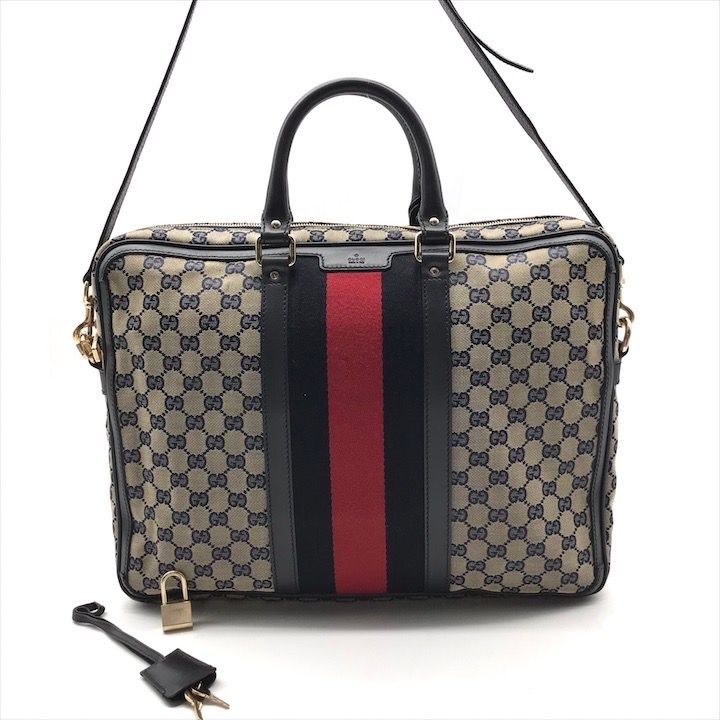 良品 GUCCI グッチ GGキャンバス ビジネス バッグ 2WAY ハンド