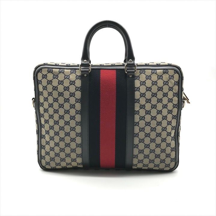 良品 GUCCI グッチ GGキャンバス ビジネス バッグ 2WAY ハンド