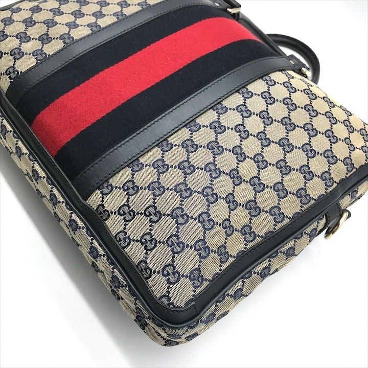 良品 GUCCI グッチ GGキャンバス ビジネス バッグ 2WAY ハンド
