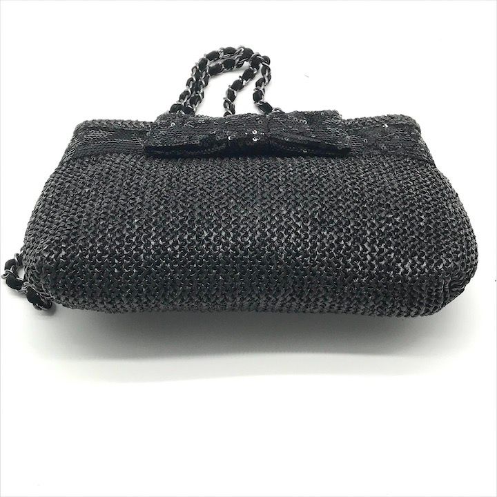 良品 ANTEPRIMA アンテプリマ MISTO ミスト スパンコール リボン チェーン ショルダー バッグ ブラック レディース パーティー r762 良品 ANTEPRIMA アンテプリマ MISTO ミスト スパンコール リボン