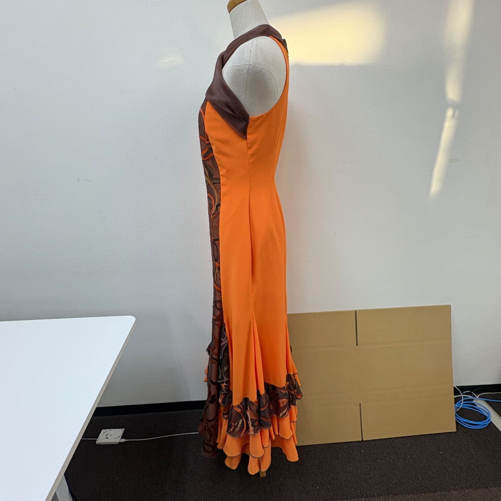 CANDELA】 フラメンコ衣装 ドレス オレンジ ブラウン フリル - メルカリ