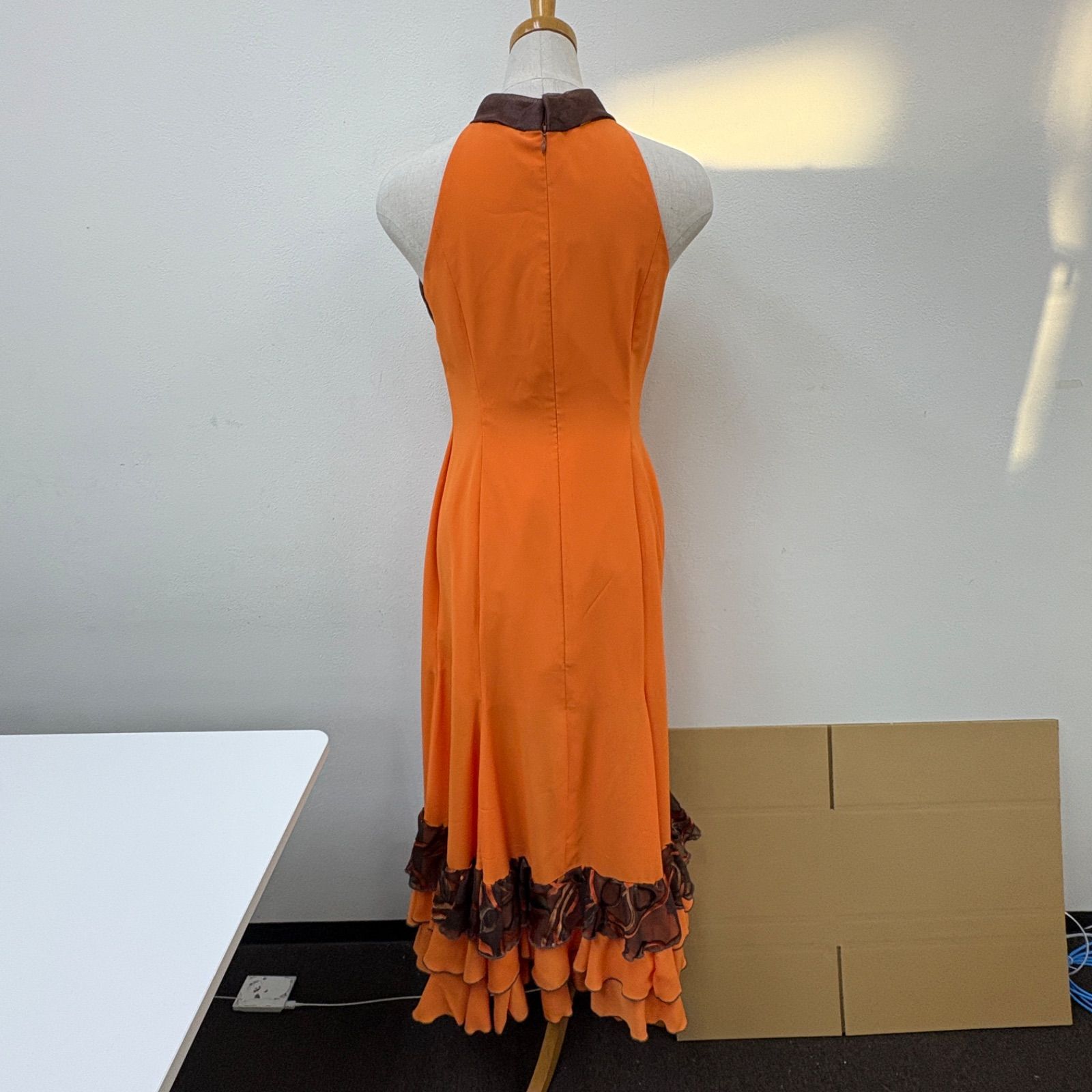 CANDELA】 フラメンコ衣装 ドレス オレンジ ブラウン フリル - メルカリ