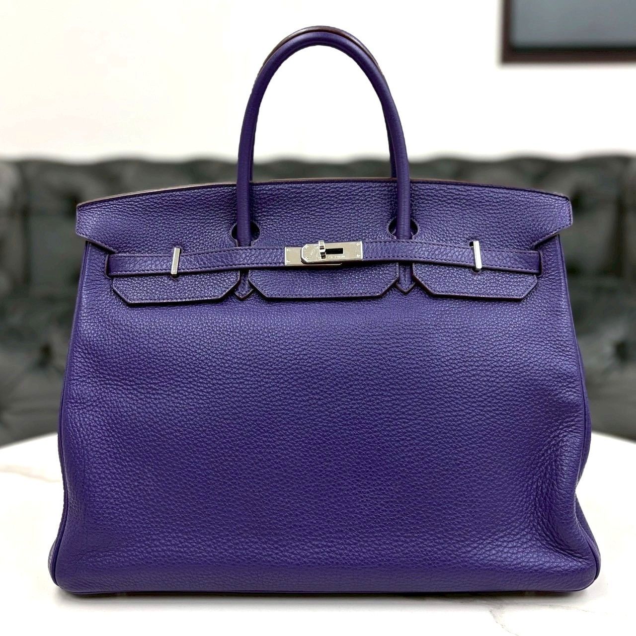 美品☆ エルメス バーキン40 トリヨン アイリス ハンドバッグ □N刻印 