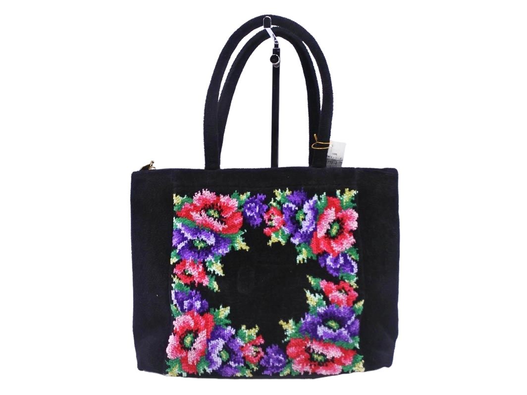 FEILER 花柄トートバッグ 中型 新品 FEILER フェイラー 花柄 トート バッグ 黒 □□ レディース