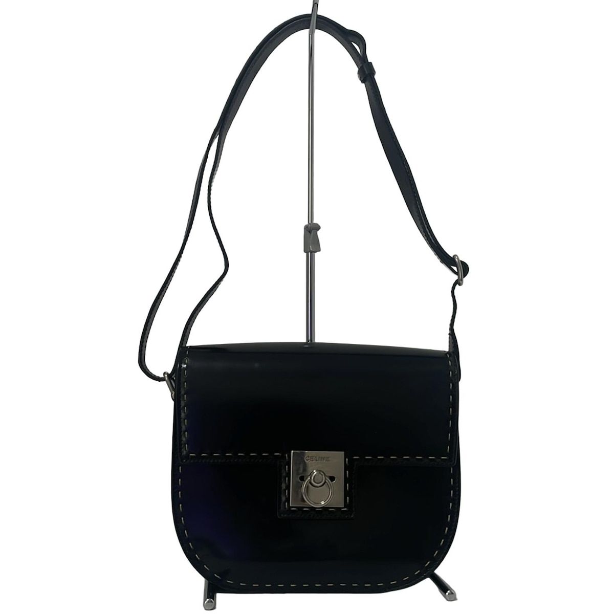 美品　セリーヌ　レザー　ガンチーニ　ショルダーバッグ　ブラック 美品 セリーヌ ガンチーニ ショルダーバッグ ブラック 希少 廃盤