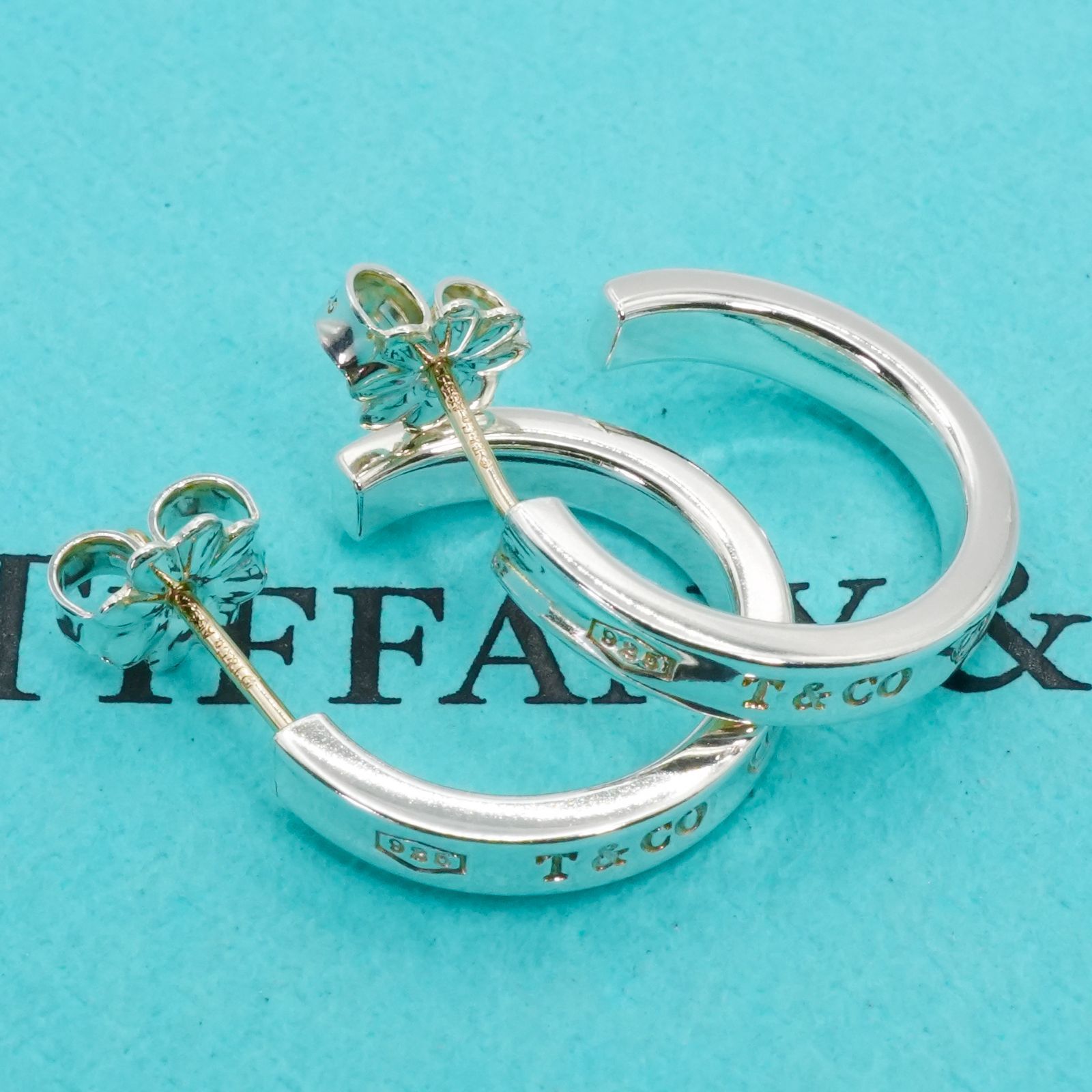 極美品 ティファニー 1837 ナロー フープ スモール ピアス/25-2264