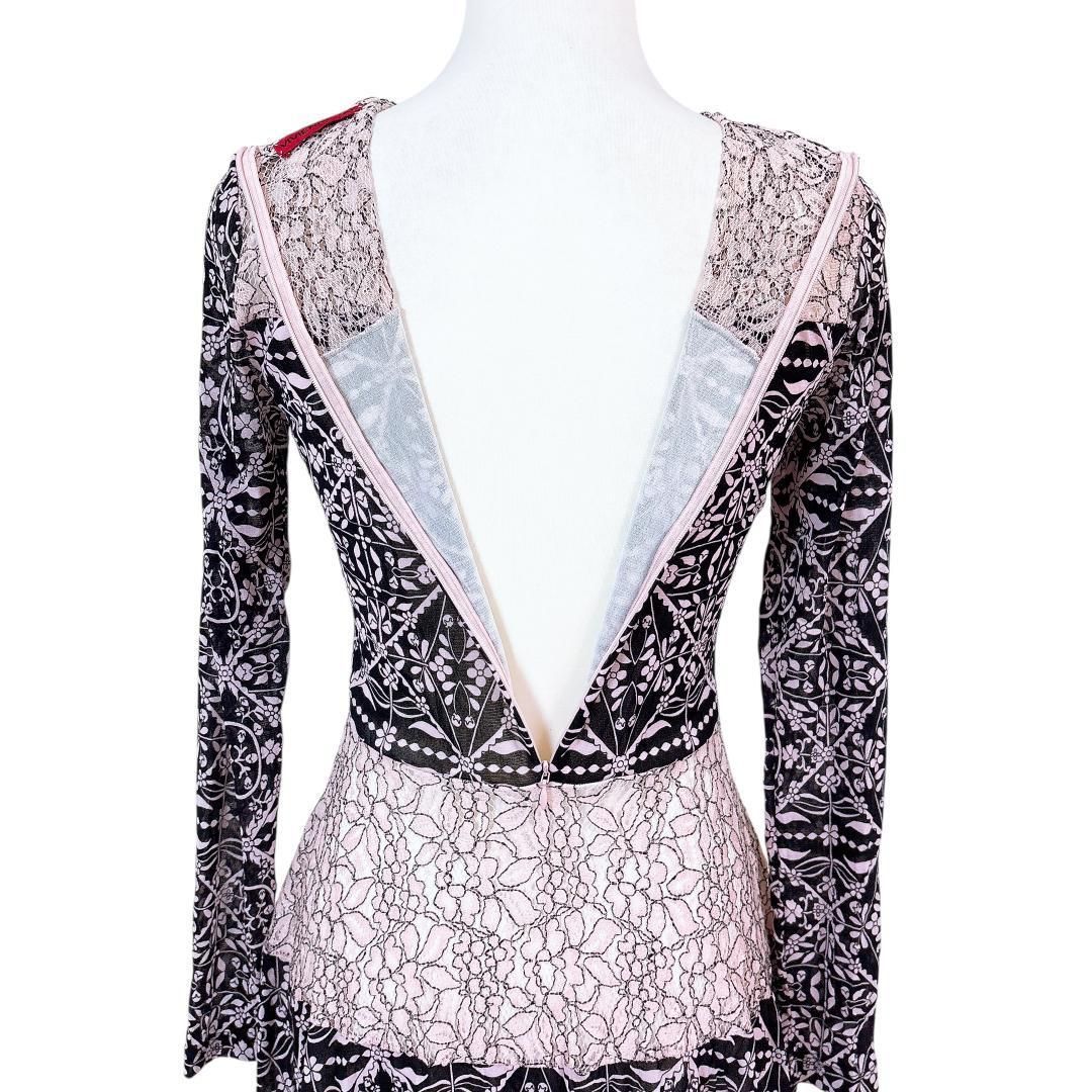 美品】ヴィヴィアンタム 長袖ワンピース パワーネット 40 バイカラー