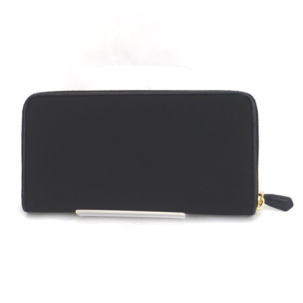 PRADA / プラダ ◇ナイロン レザー ラウンドファスナー長財布 ブラック