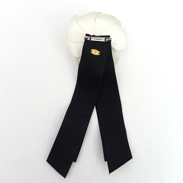 CHANEL / シャネル ◇カメリア フラワー リボン コサージュ ブローチ