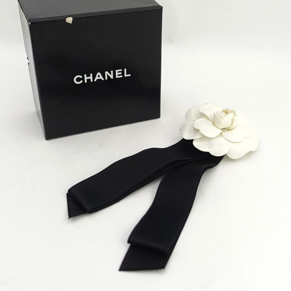 CHANEL / シャネル ◇カメリア フラワー リボン コサージュ ブローチ