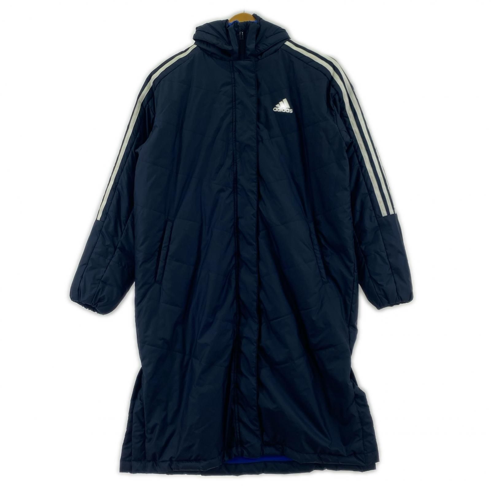 adidas アディダス 裏ボア ベンチコート size150/ネイビー - メルカリ