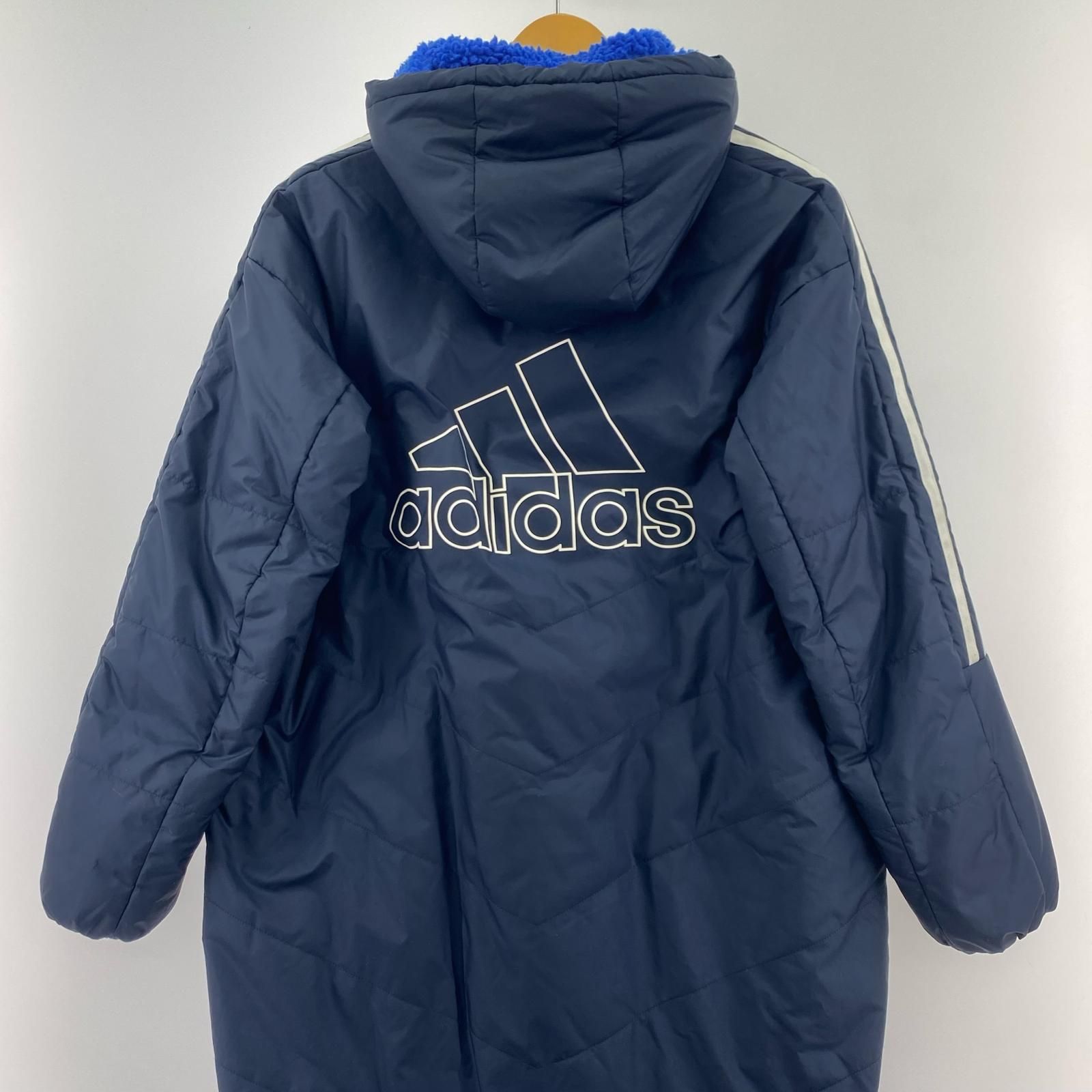 adidas アディダス 裏ボア ベンチコート size150/ネイビー - メルカリ