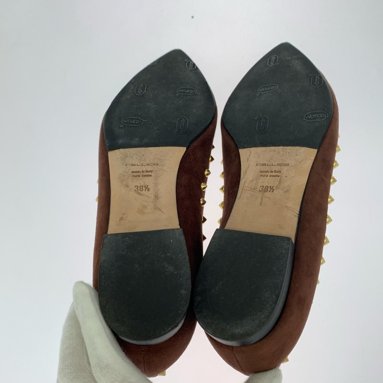 新品未使用　PELLICO ペリーコ　ブラウン スエード パンプス38 PELLICO ペリーコ スエードパンプス size38 1/2/ブラウン×ゴールド