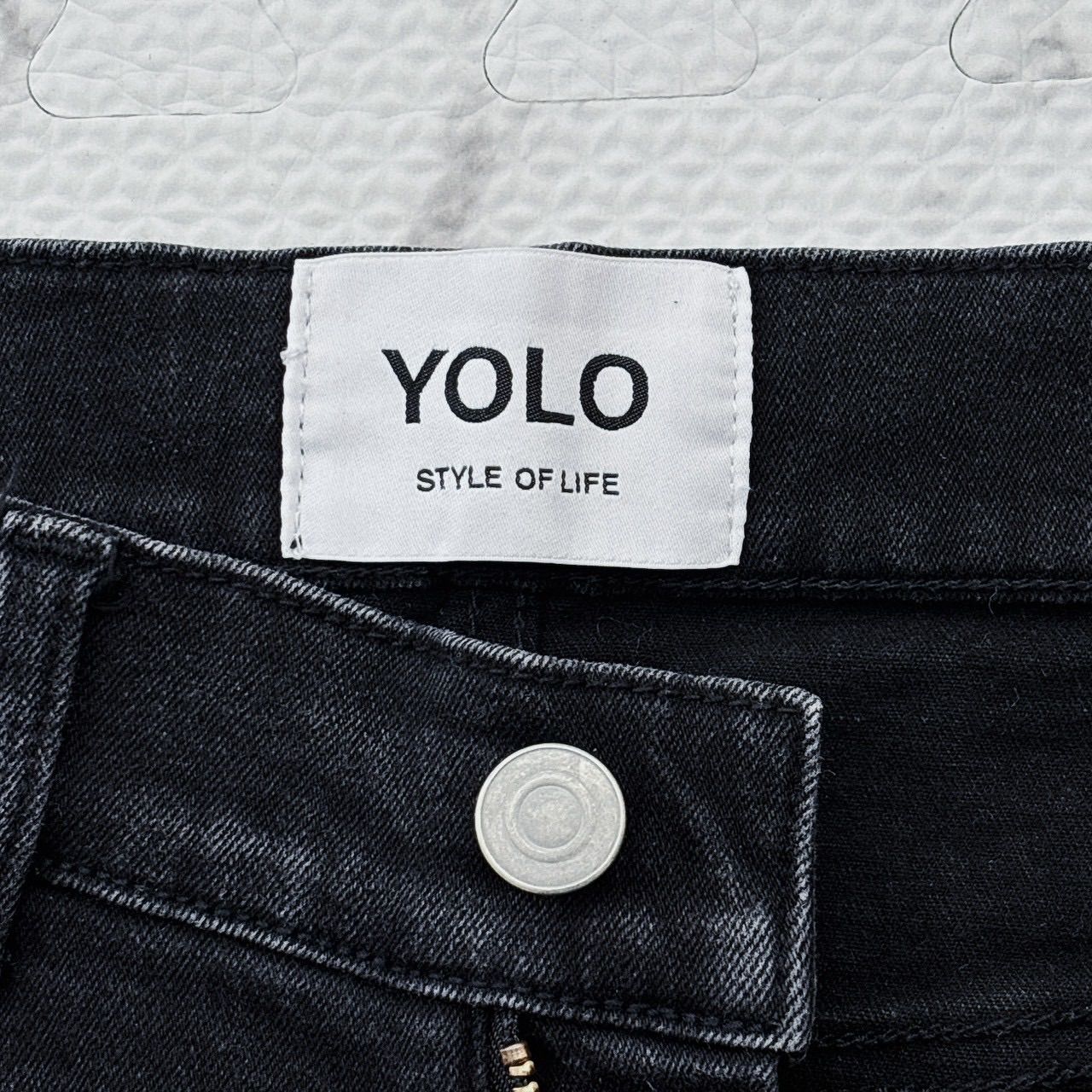 YOLO ブラックデニム パンツ S ストレート 黒デニム ハイウエスト 綿 