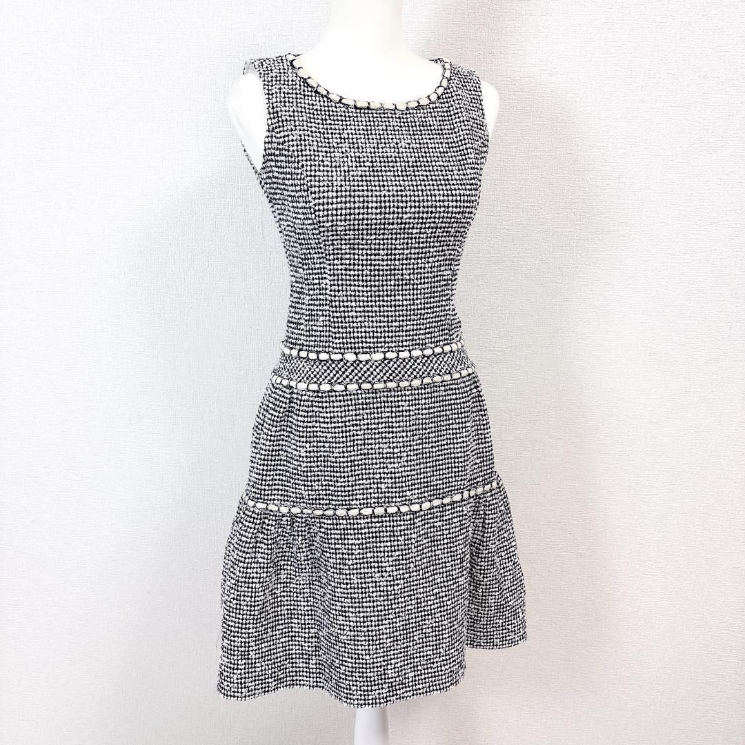 美品】 Rene ツイードノースリーブワンピース 34 白×黒 - メルカリ